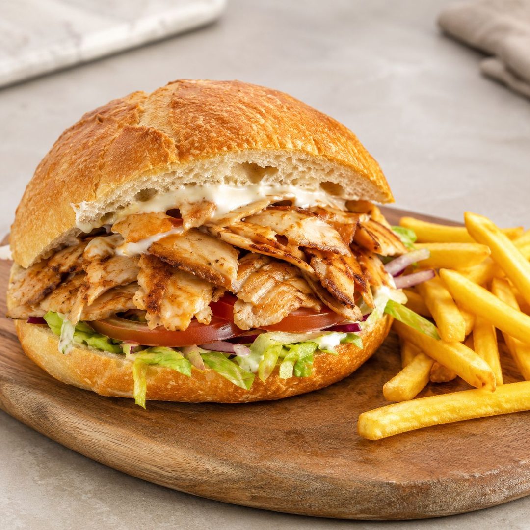 Somun arası tavuk döner ve patates